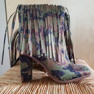 Camo Fringe Western Boots Size 7 NEW!